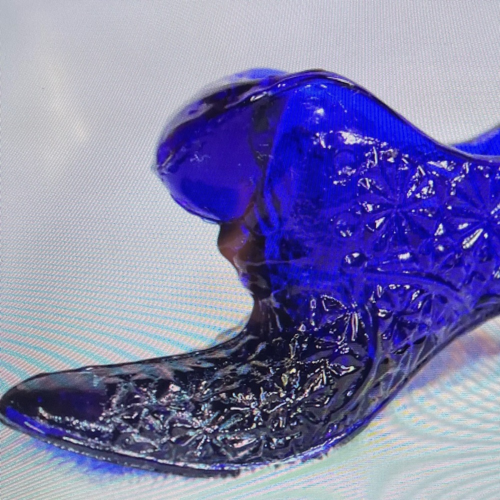 Vintage Fenton Like Blue Cobalt Glass Women's Shoe
